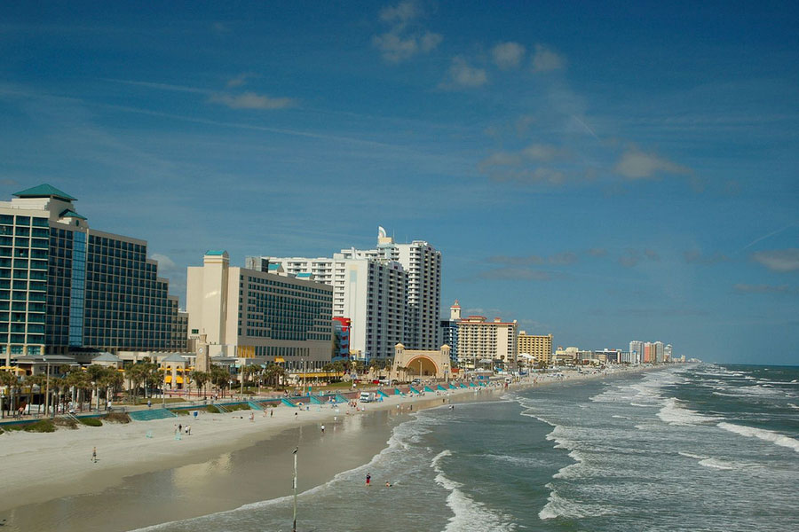 aerial landscape of Daytona Beach Florida on sunny day