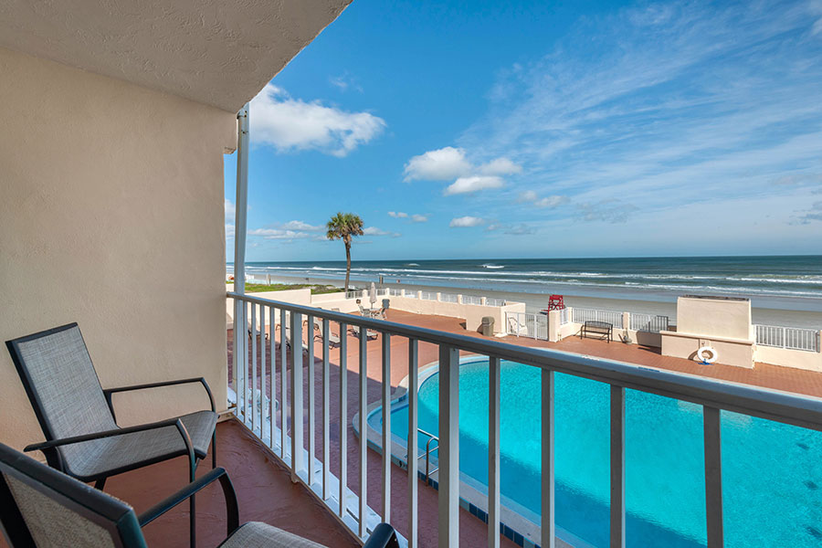 partial ocean view two double beds room at Quality Inn Daytona Beach