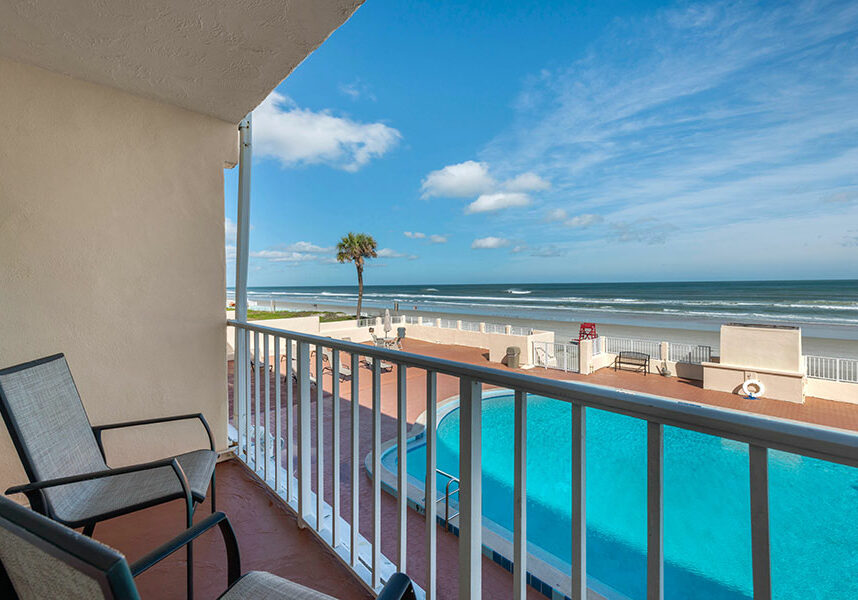 partial ocean view two double beds room at Quality Inn Daytona Beach