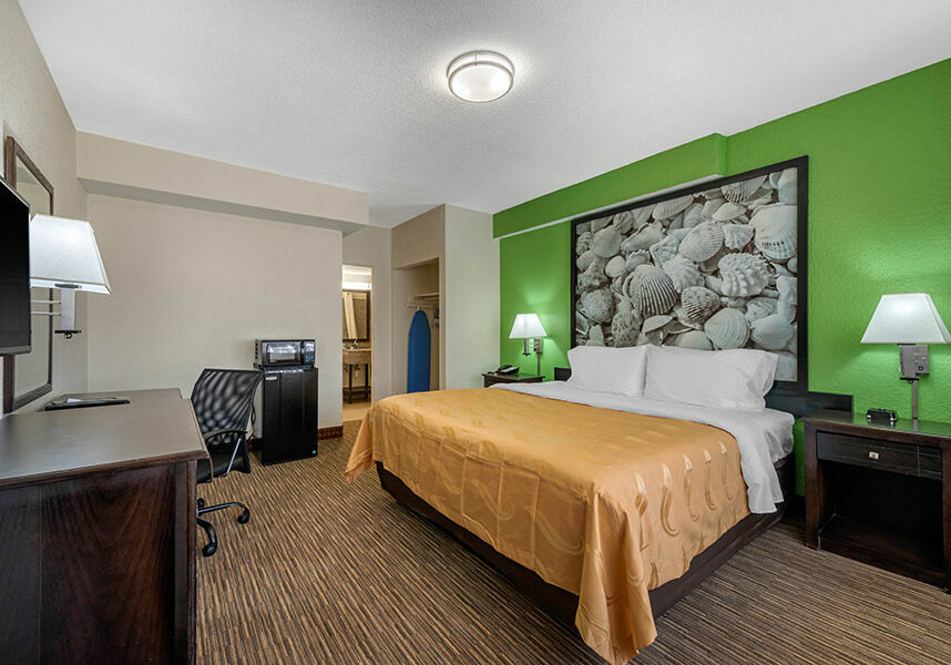 one king bed room at Quality Inn Daytona Beach